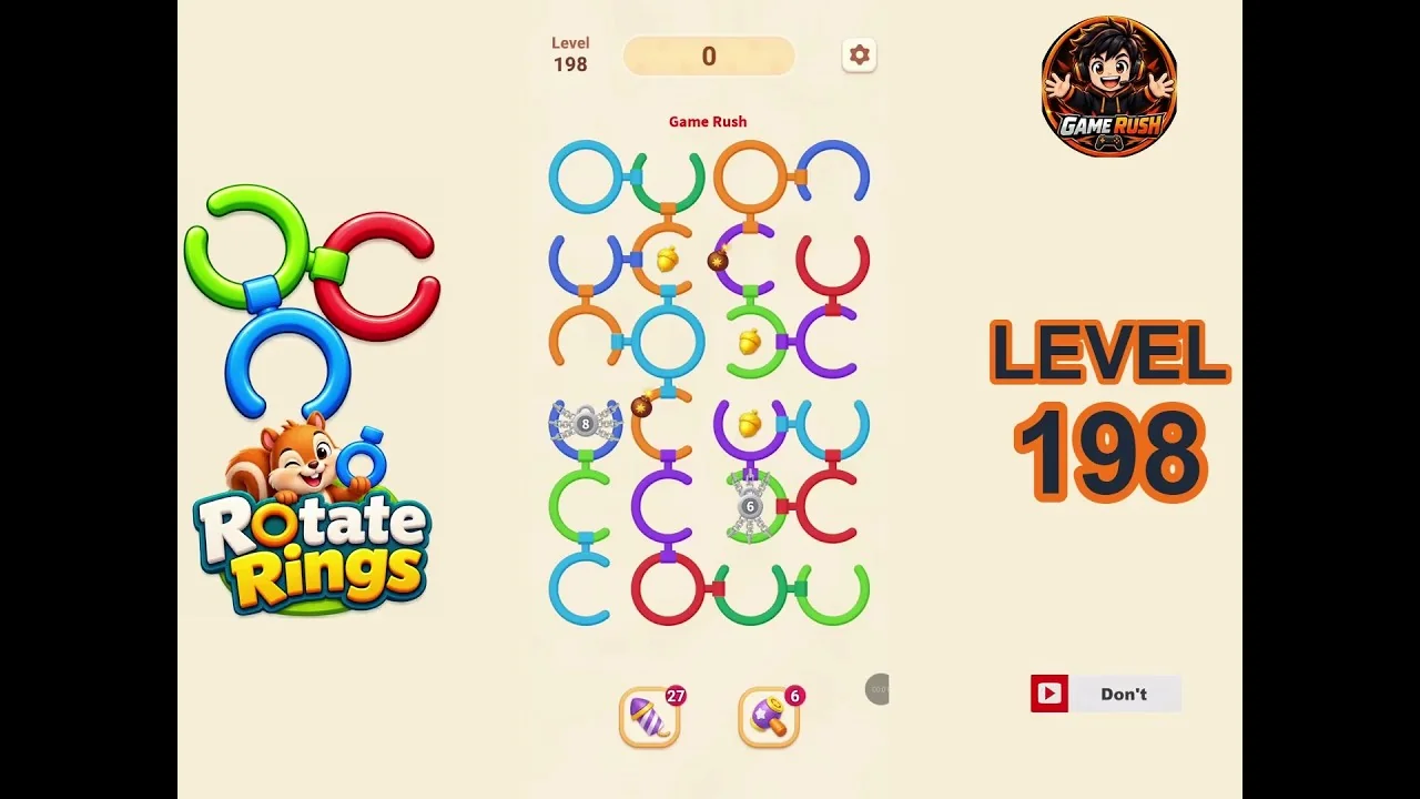 Rotate Rings Level 198 board layout