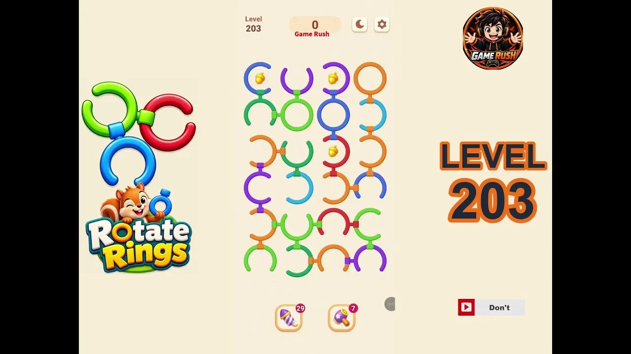 Rotate Rings Level 203 board layout