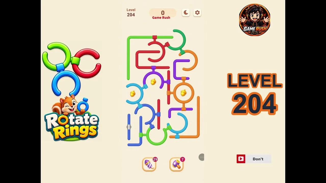 Rotate Rings Level 204 board