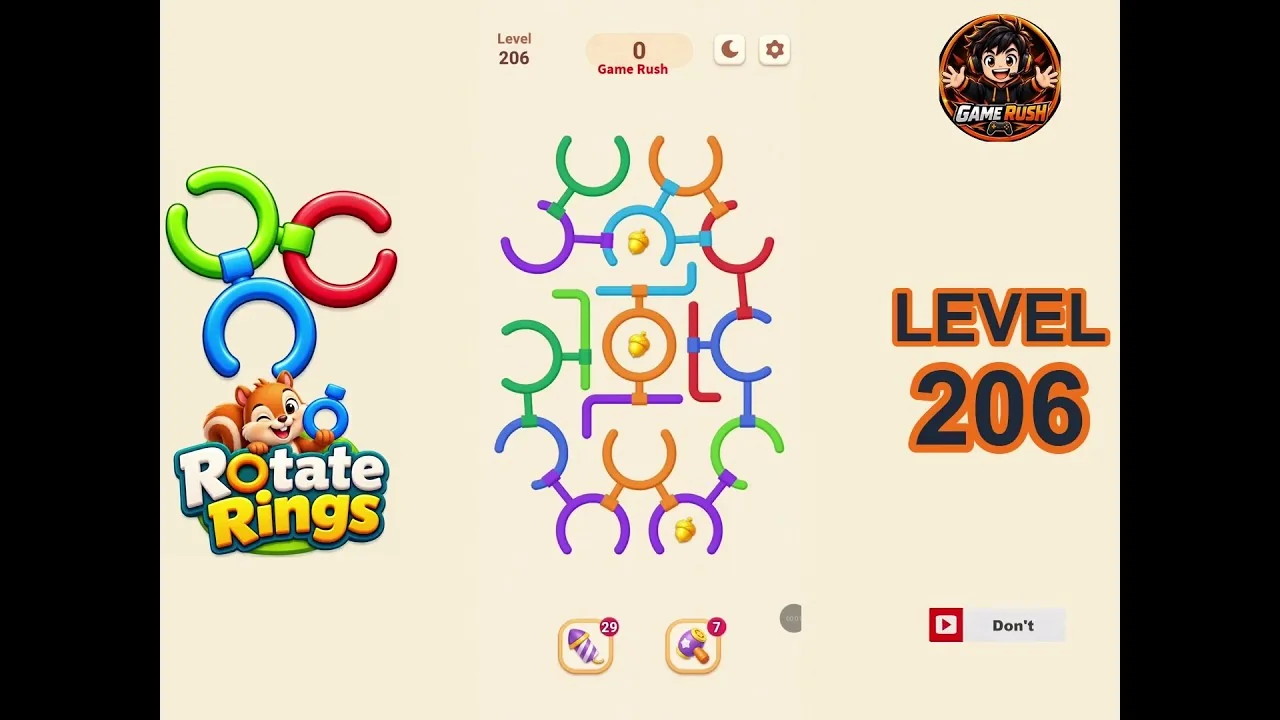 Rotate Rings Level 206 board layout