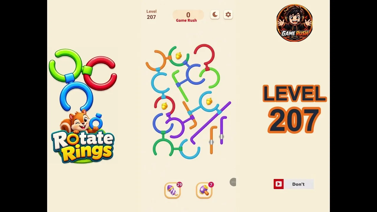 Rotate Rings Level 207 board layout