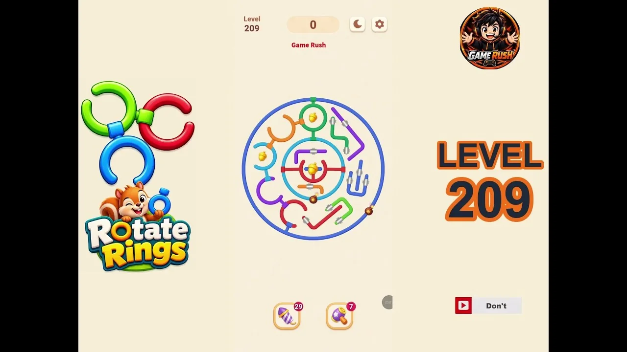 Rotate Rings Level 209 board layout