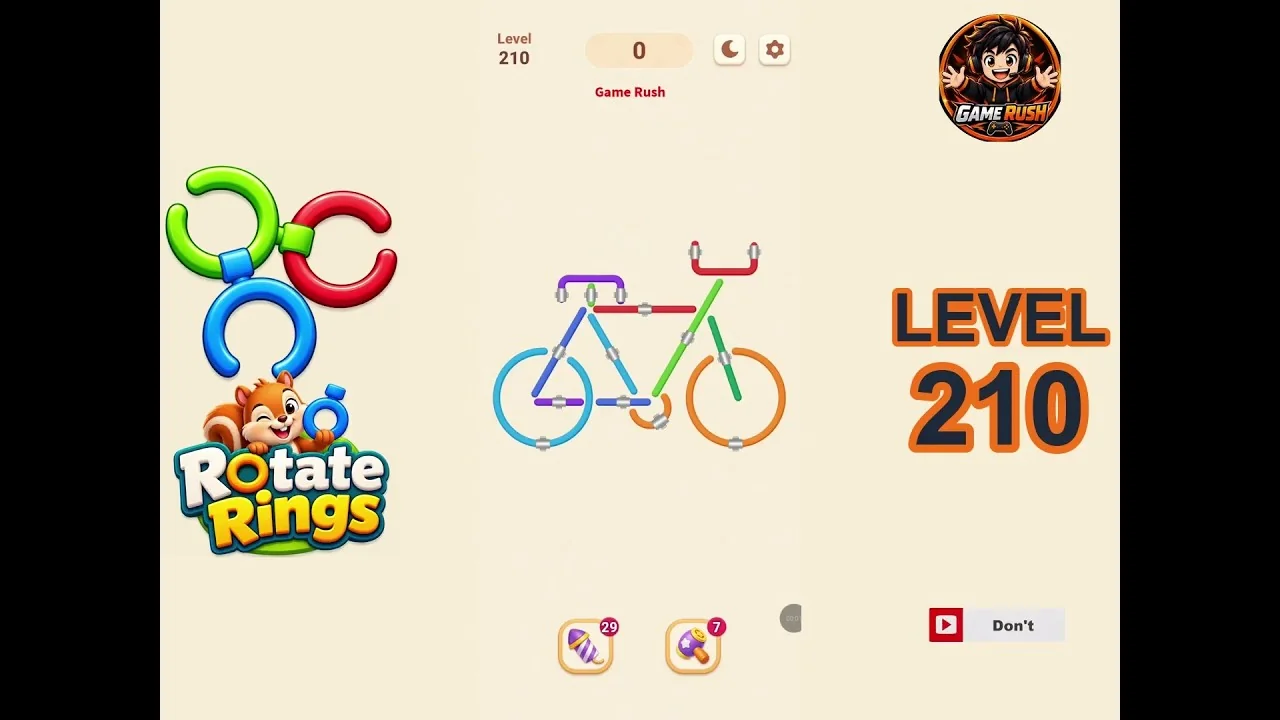 Rotate Rings Level 210 board layout