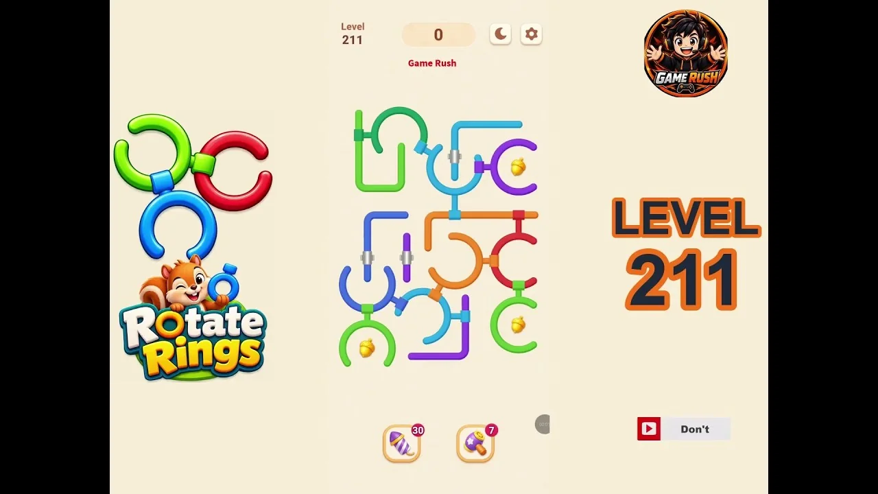 Rotate Rings Level 211 board layout