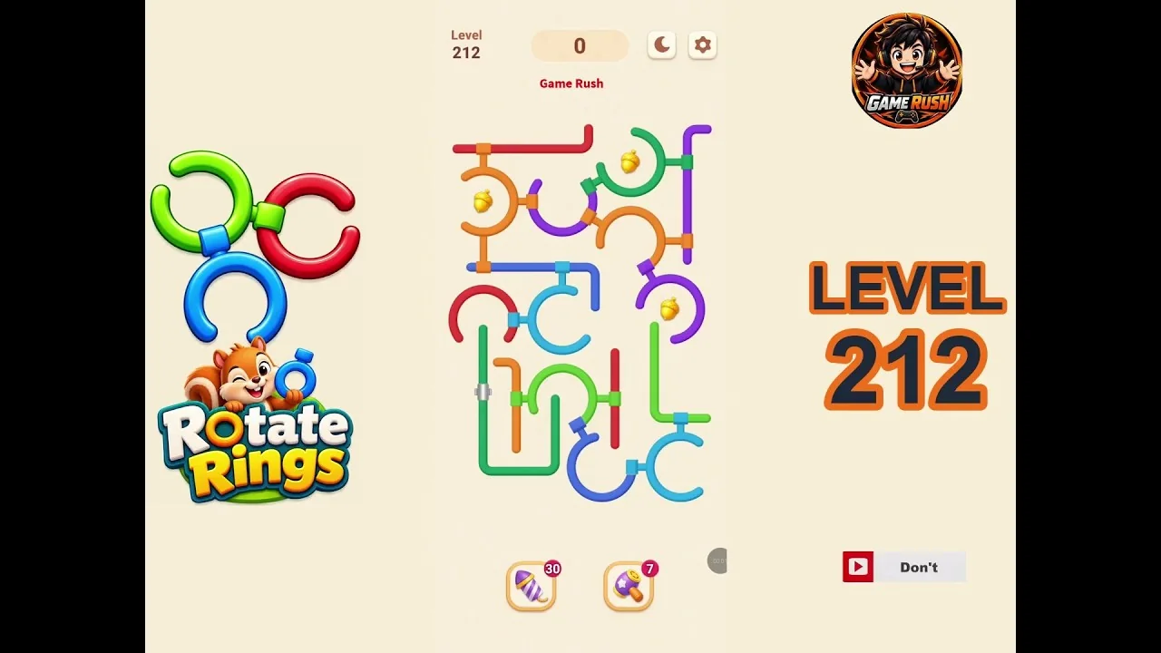 Rotate Rings Level 212 board