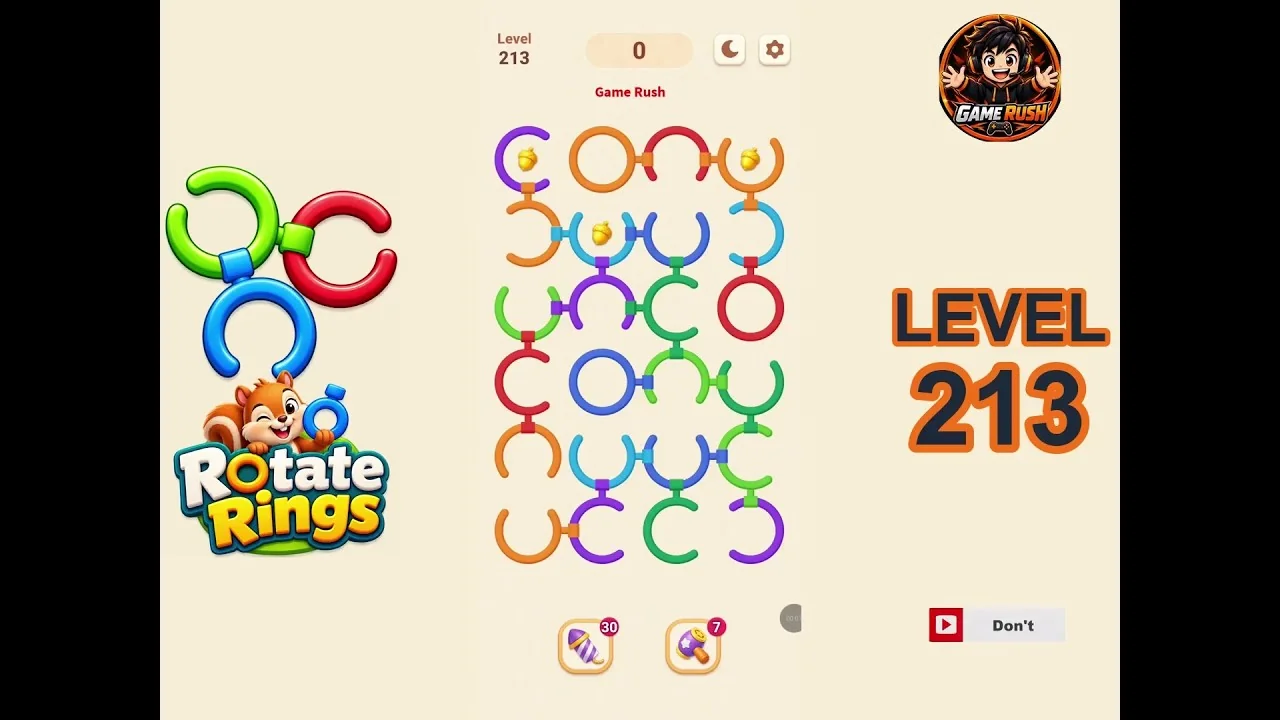 Rotate Rings Level 213 board layout