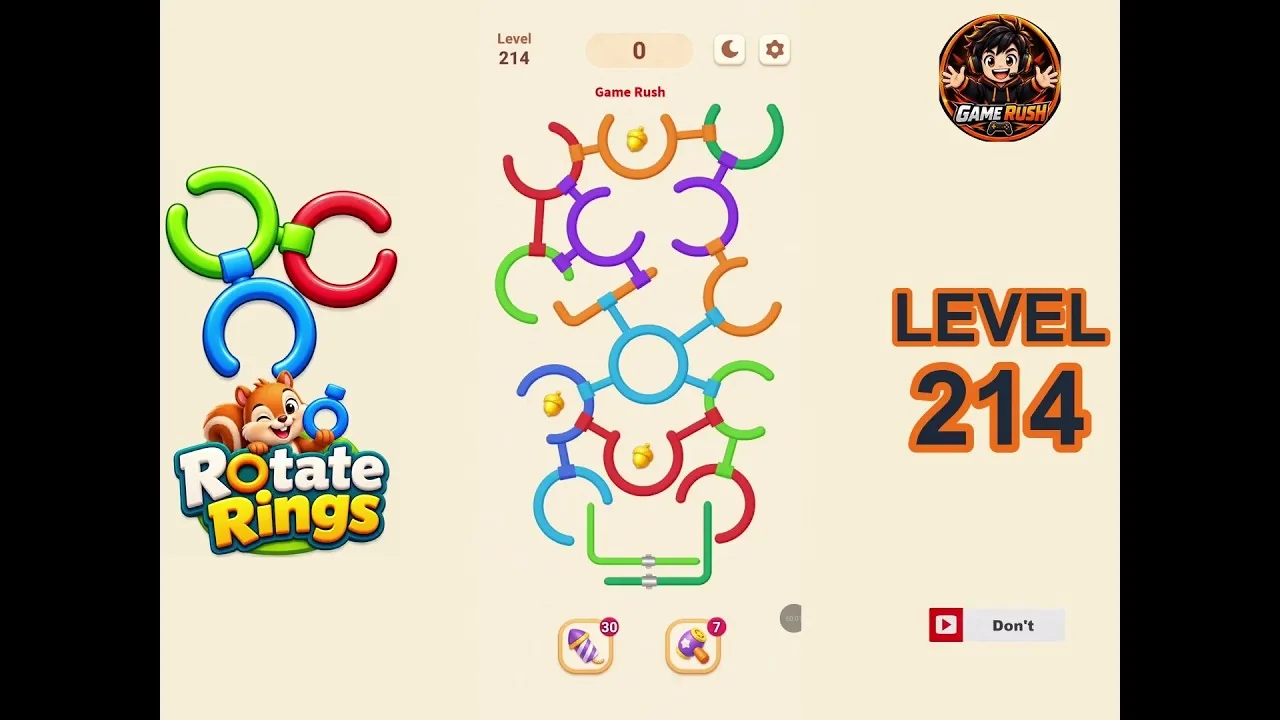 Rotate Rings Level 214 board layout