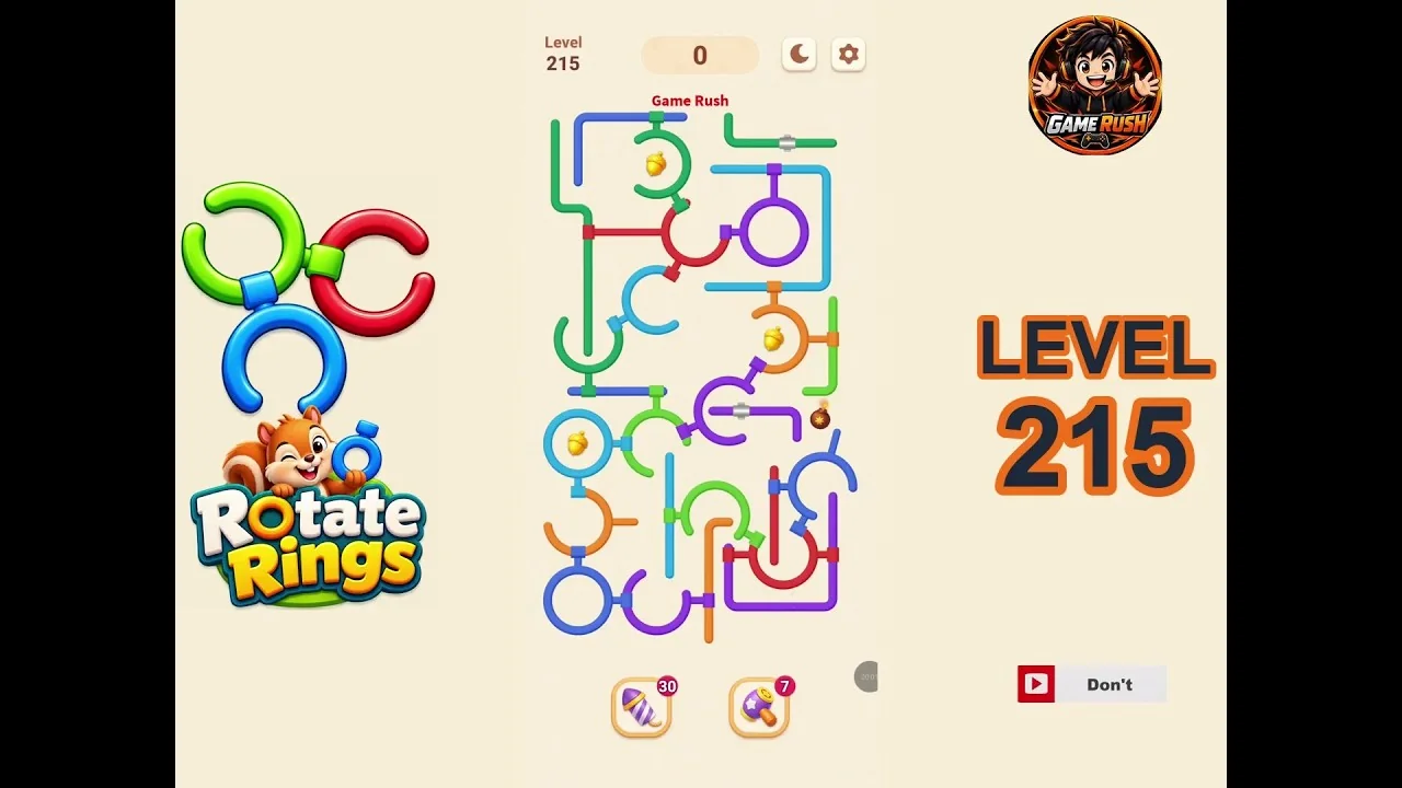 Rotate Rings Level 215 board layout