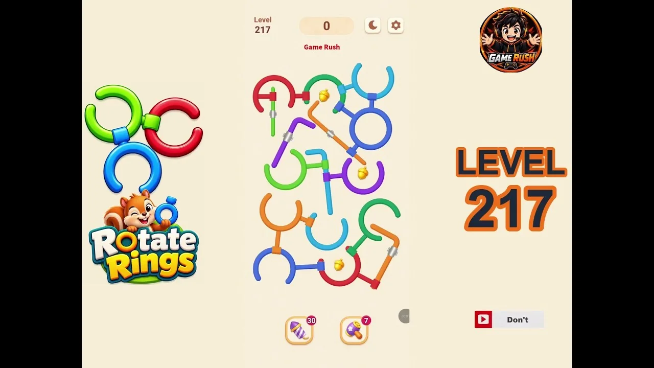 Rotate Rings Level 217 board layout