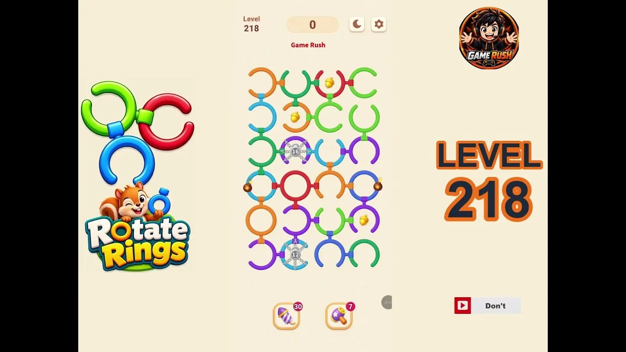 Rotate Rings Level 218 board layout
