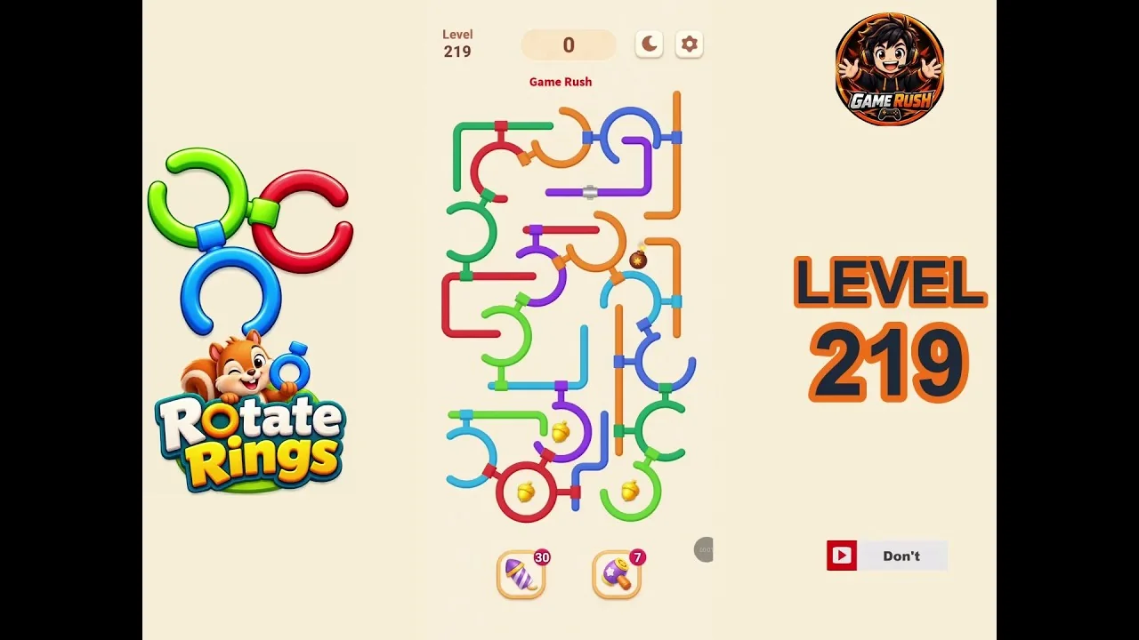 Rotate Rings Level 219 board