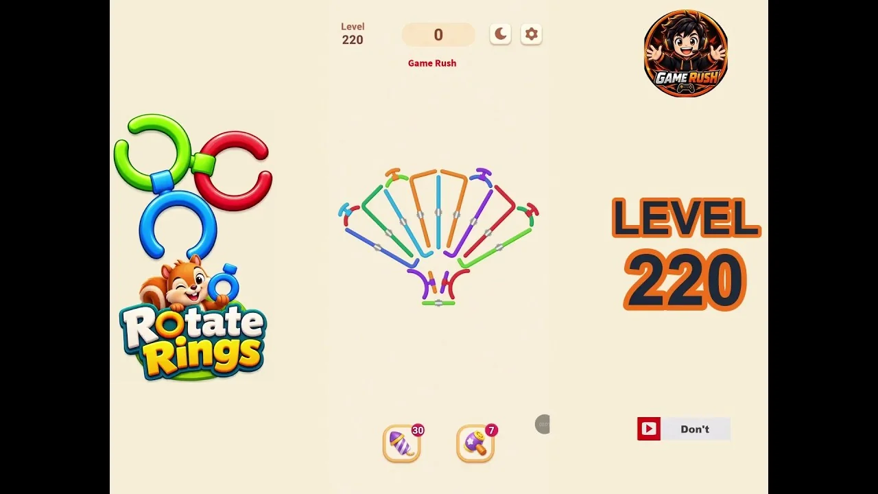 Rotate Rings Level 220 board layout