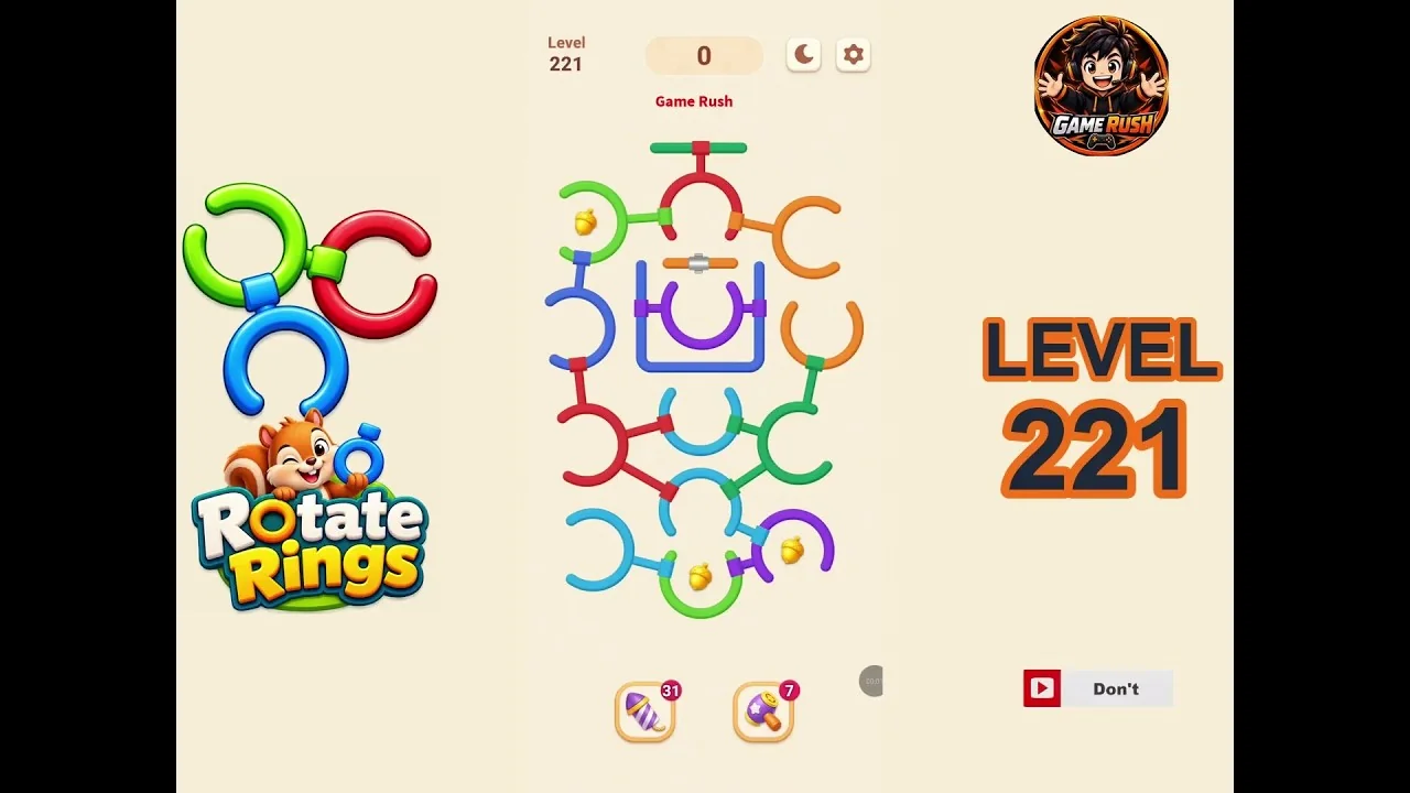 Rotate Rings Level 221 board layout