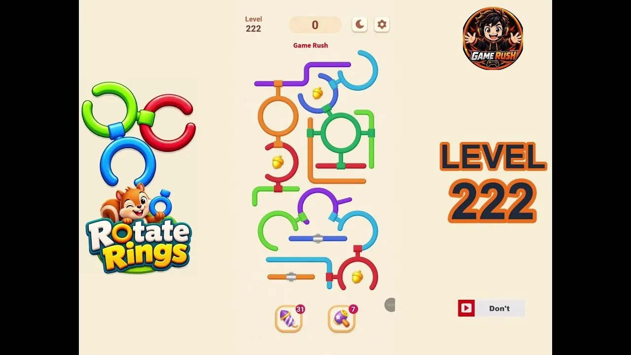 Rotate Rings Level 222 board layout