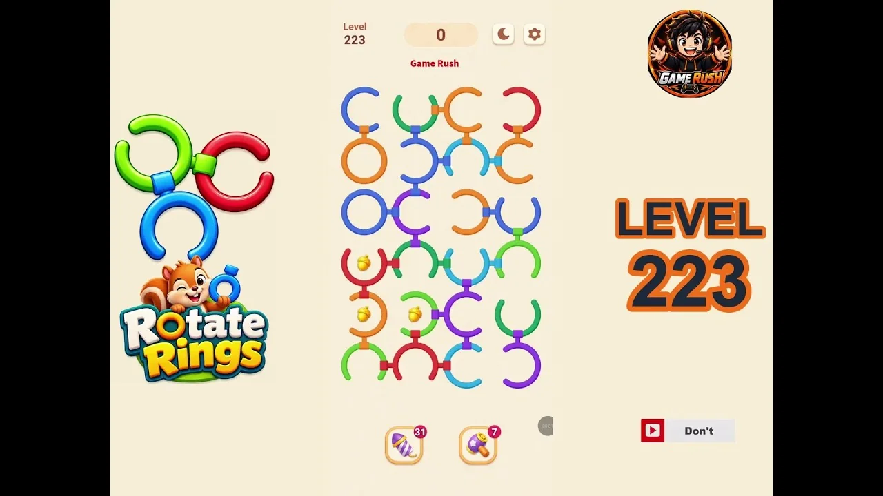 Rotate Rings Level 223 board layout