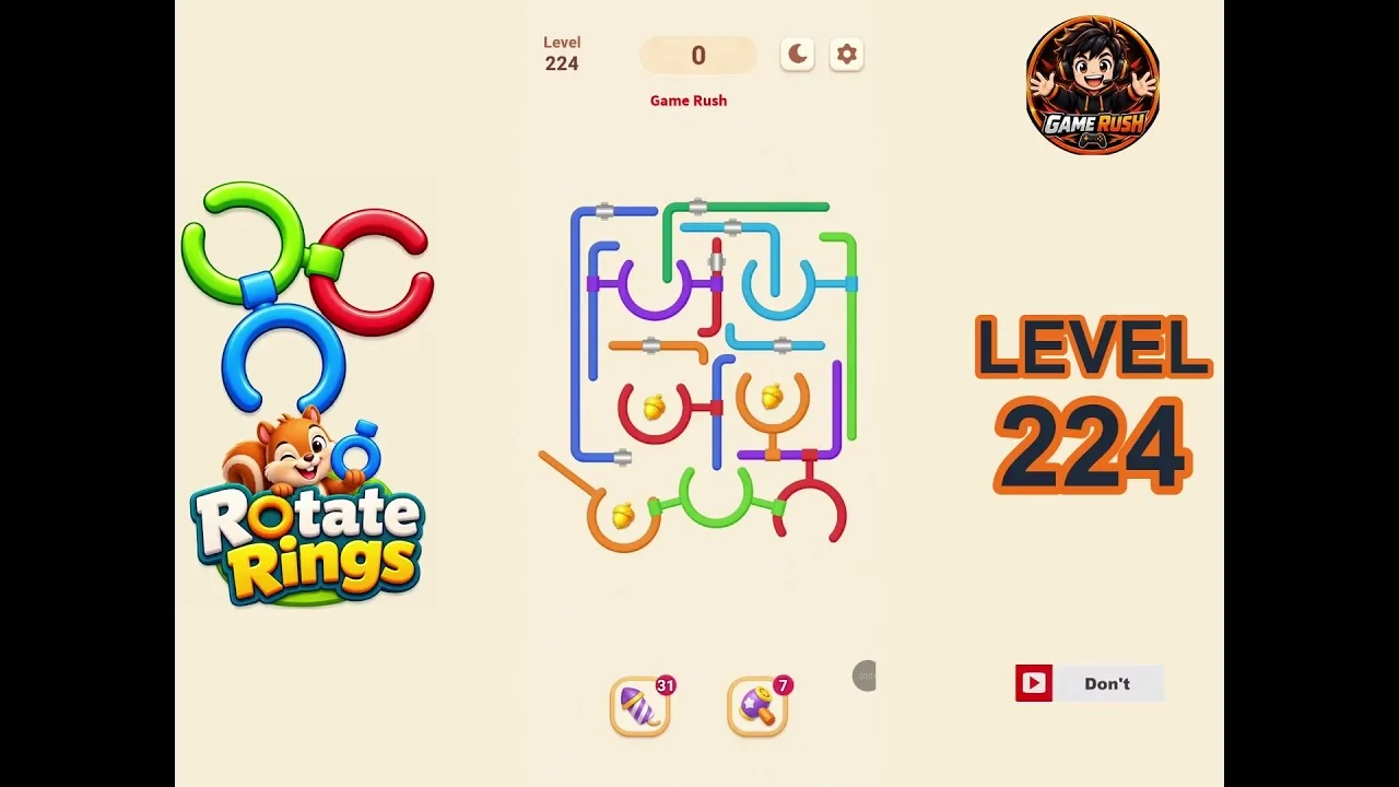 Rotate Rings Level 224 board layout