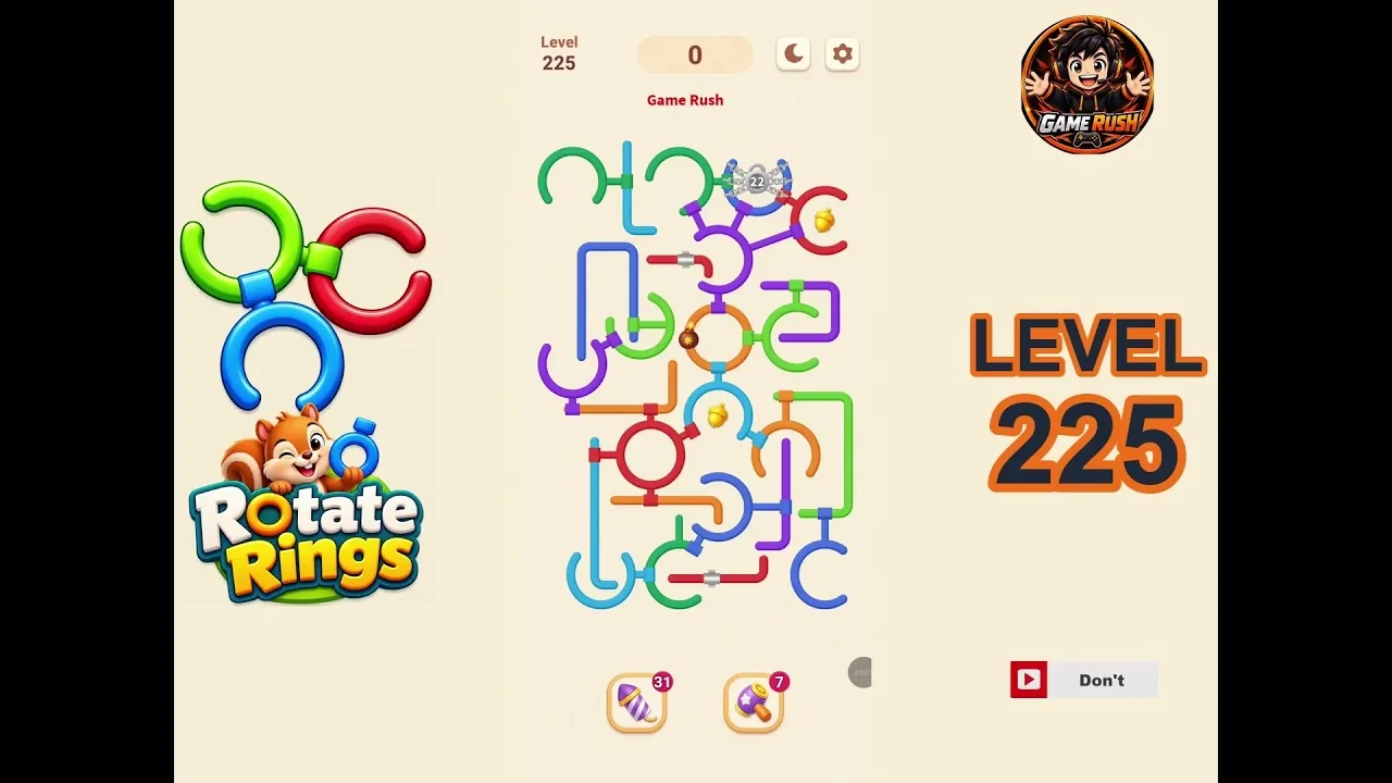 Rotate Rings Level 225 board