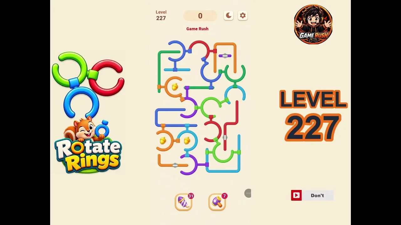 Rotate Rings Level 227 board layout
