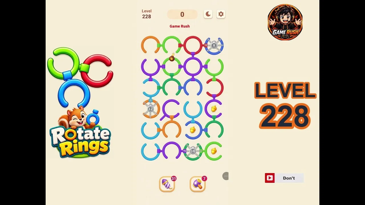 Rotate Rings Level 228 board layout