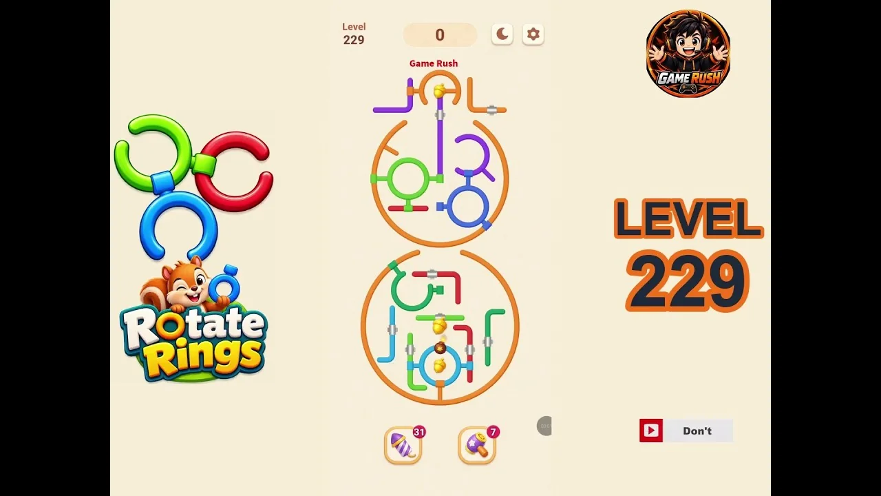 Rotate Rings Level 229 board layout