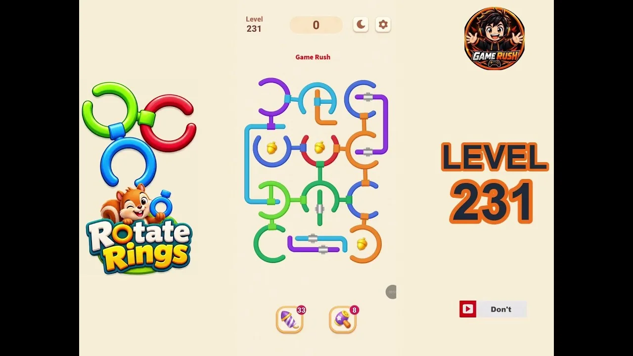 Rotate Rings Level 231 board layout