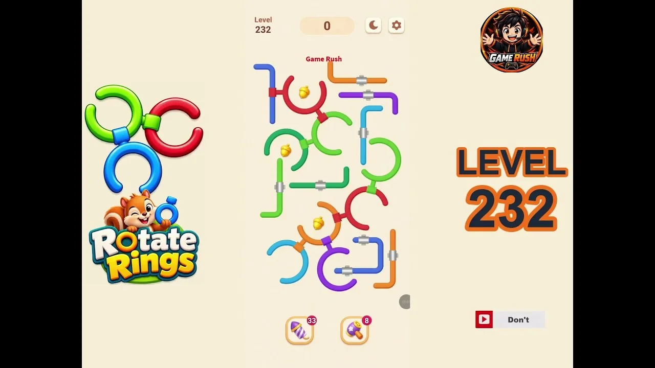 Rotate Rings Level 232 board layout