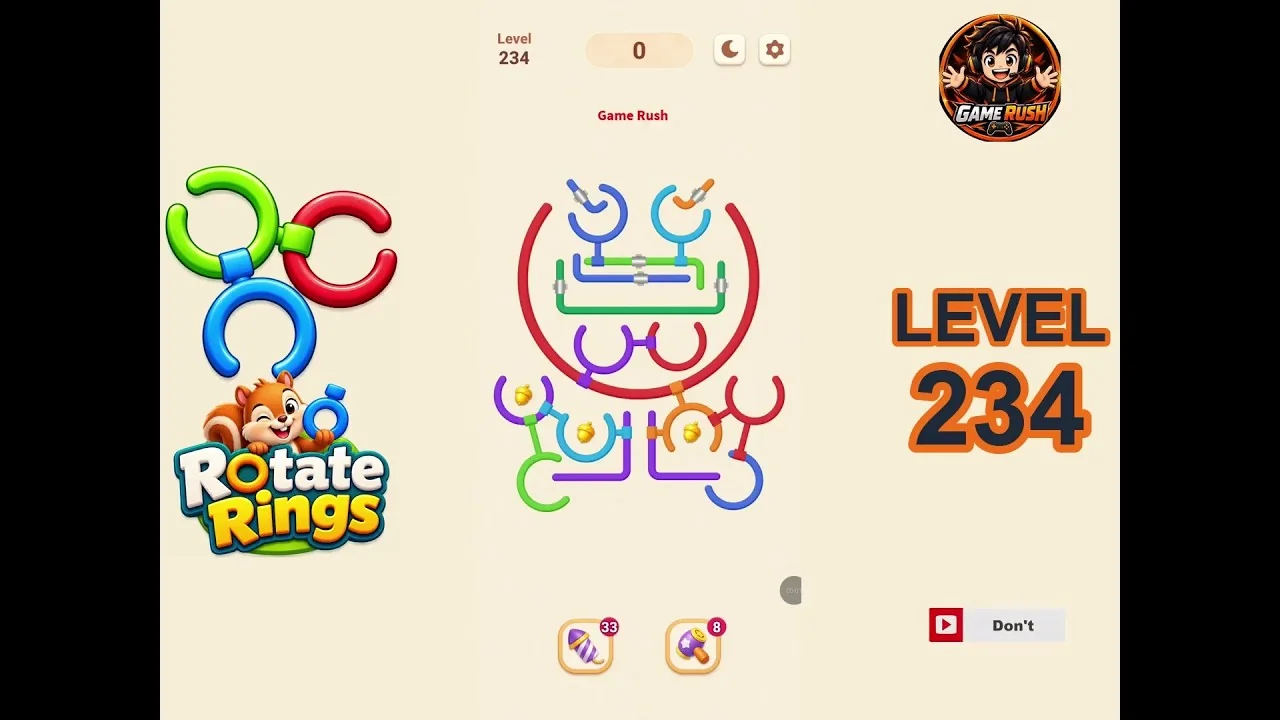 Rotate Rings Level 234 board layout