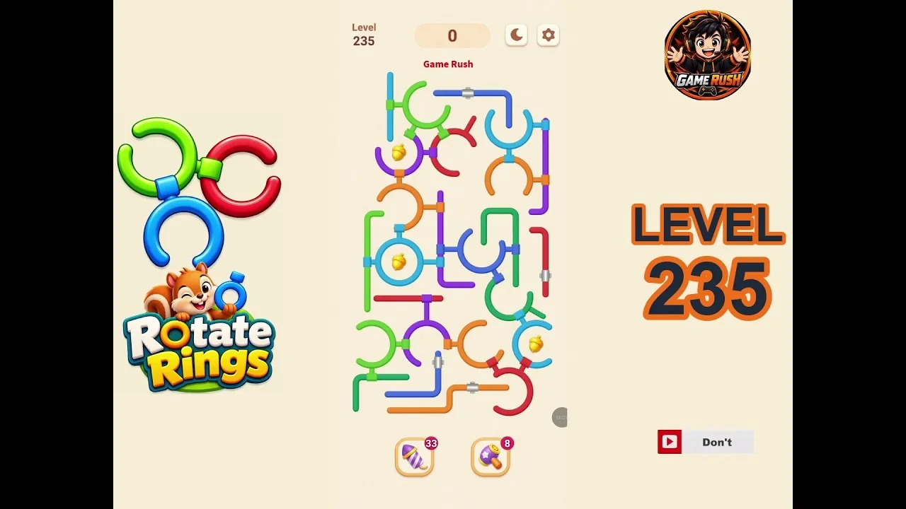 Rotate Rings Level 235 board layout