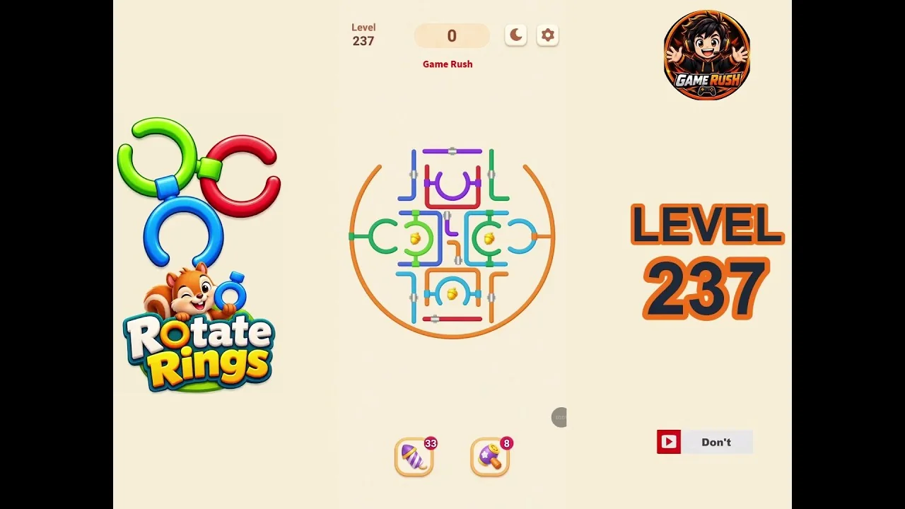 Rotate Rings Level 237 board layout
