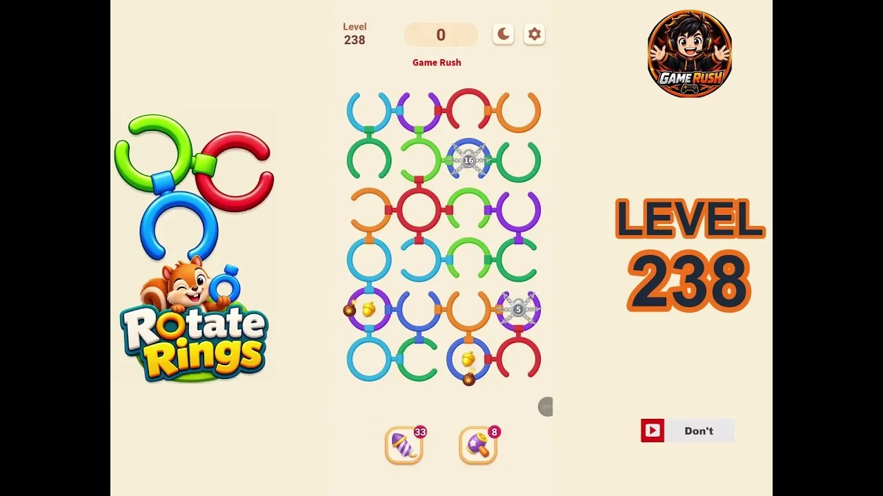 Rotate Rings Level 238 board layout