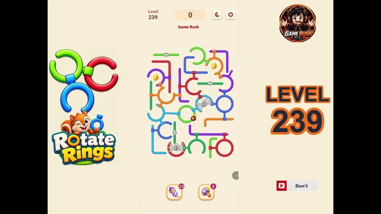 Rotate Rings Level 239 board layout