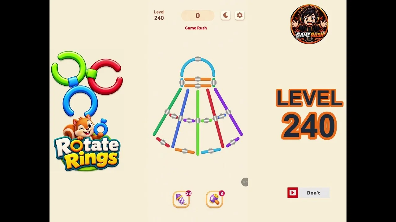 Rotate Rings Level 240 board layout