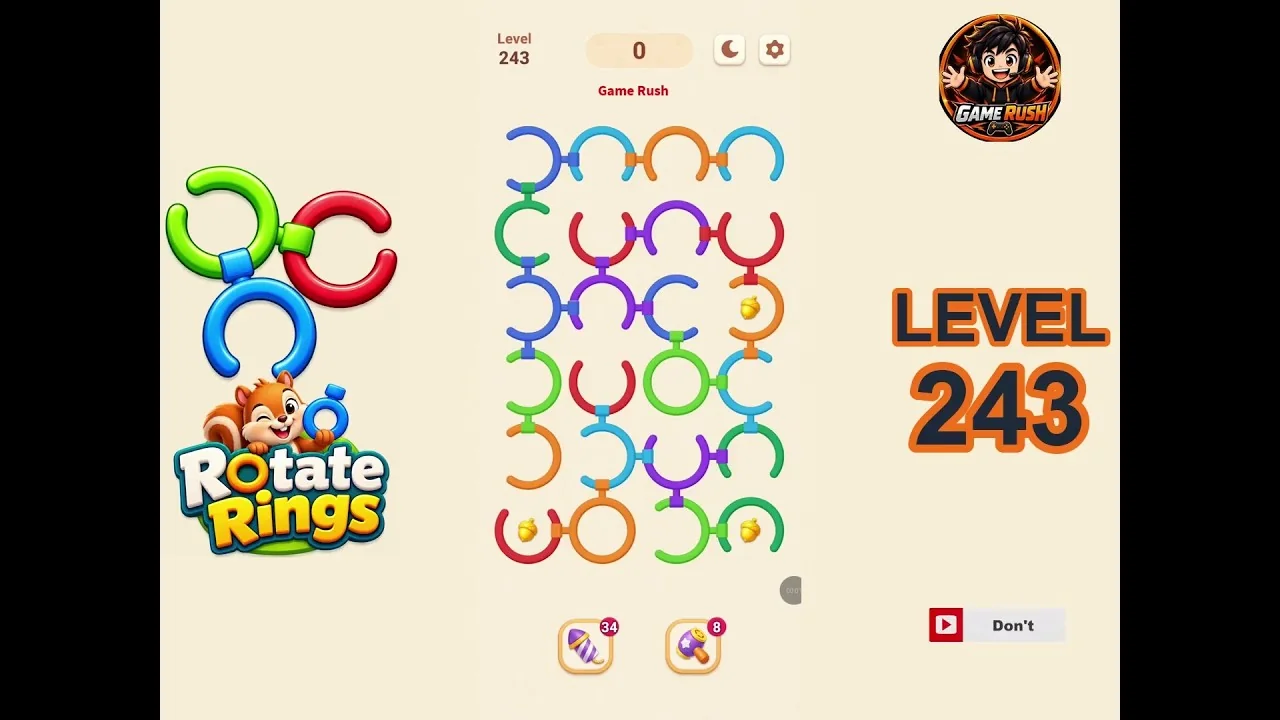 Rotate Rings Level 243 board layout