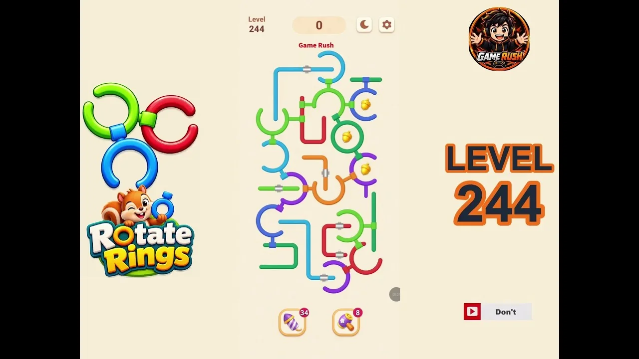 Rotate Rings Level 244 board layout