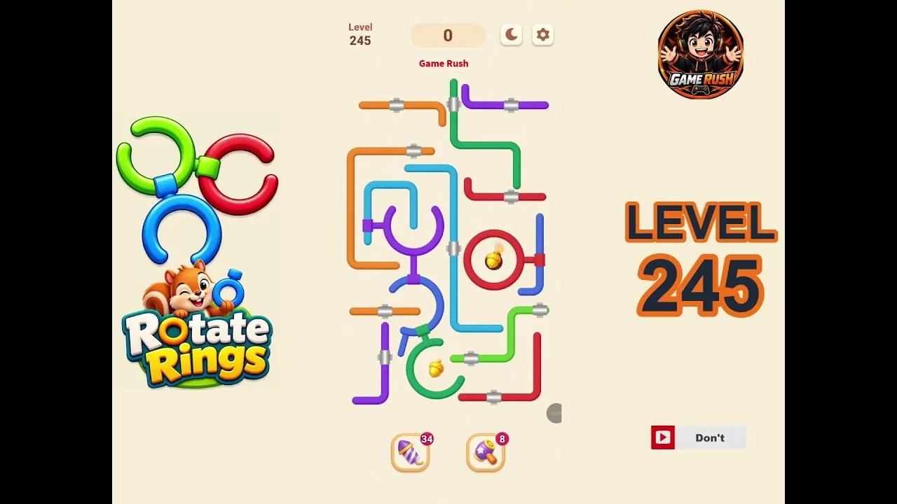 Rotate Rings Level 245 board layout