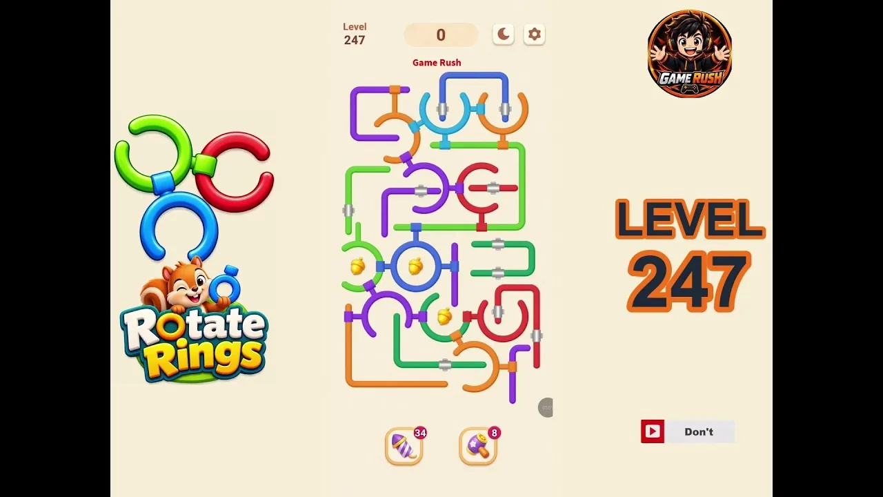 Rotate Rings Level 247 board layout
