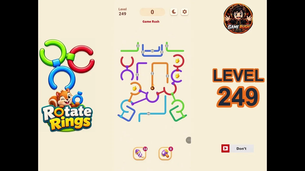 Rotate Rings Level 249 board layout
