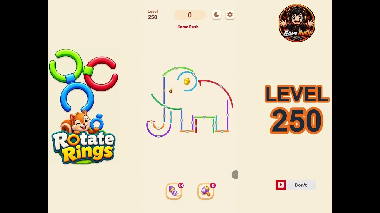 Rotate Rings Level 250 board layout
