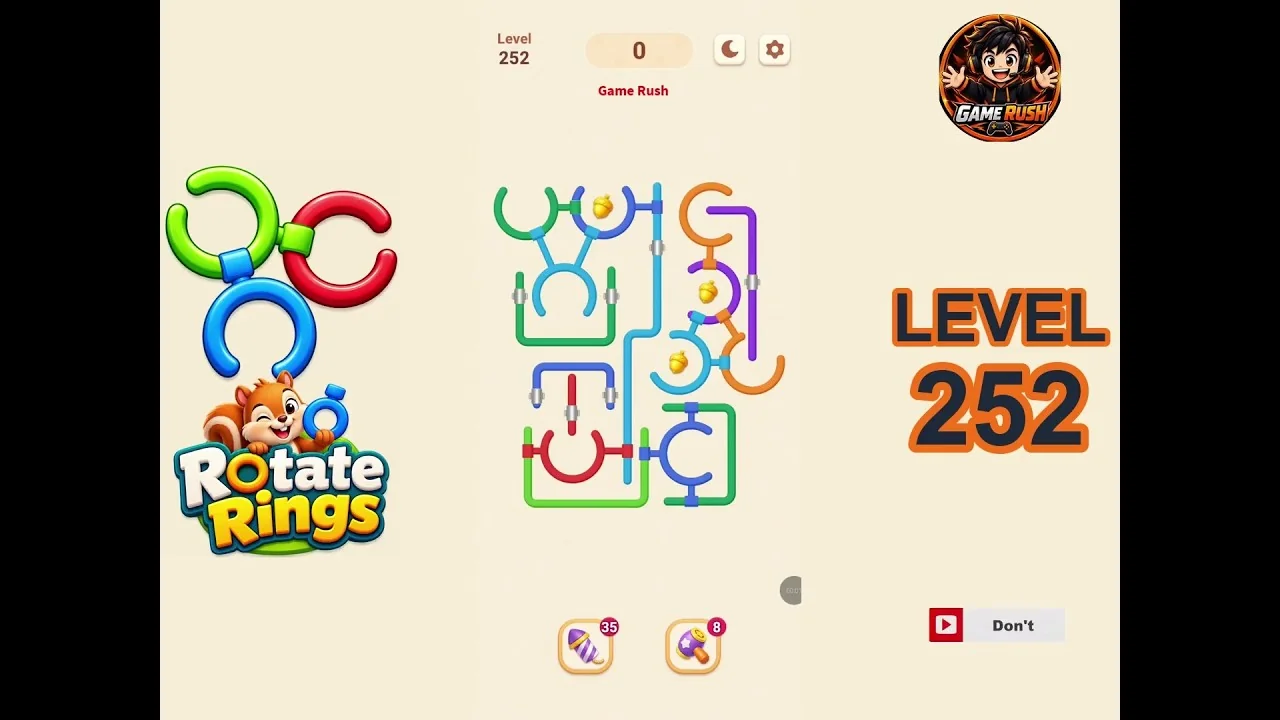 Rotate Rings Level 252 board layout