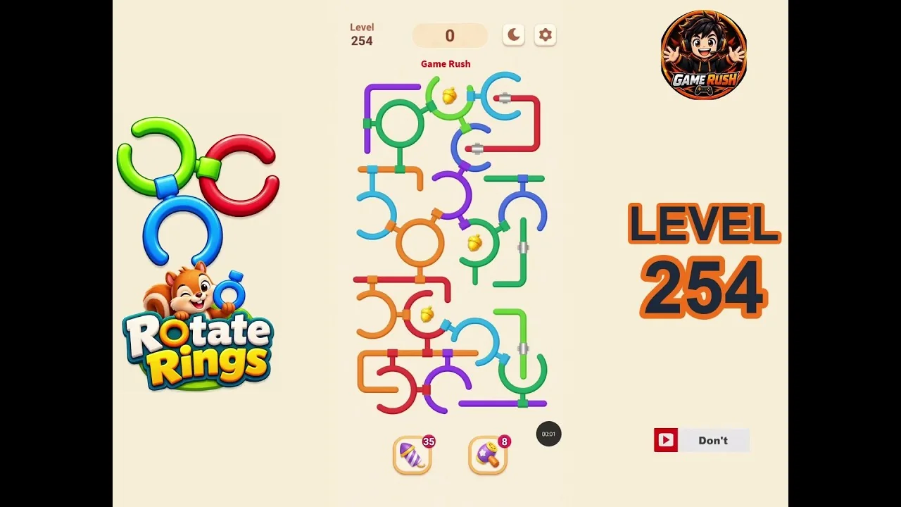 Rotate Rings Level 254 board layout