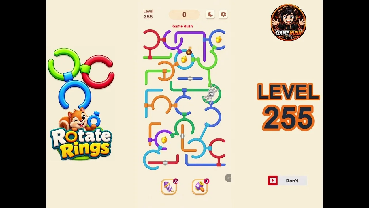 Rotate Rings Level 255 board layout