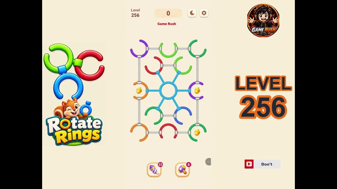 Rotate Rings Level 256 board layout