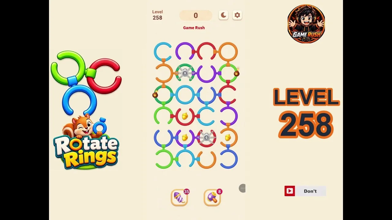 Rotate Rings Level 258 board layout