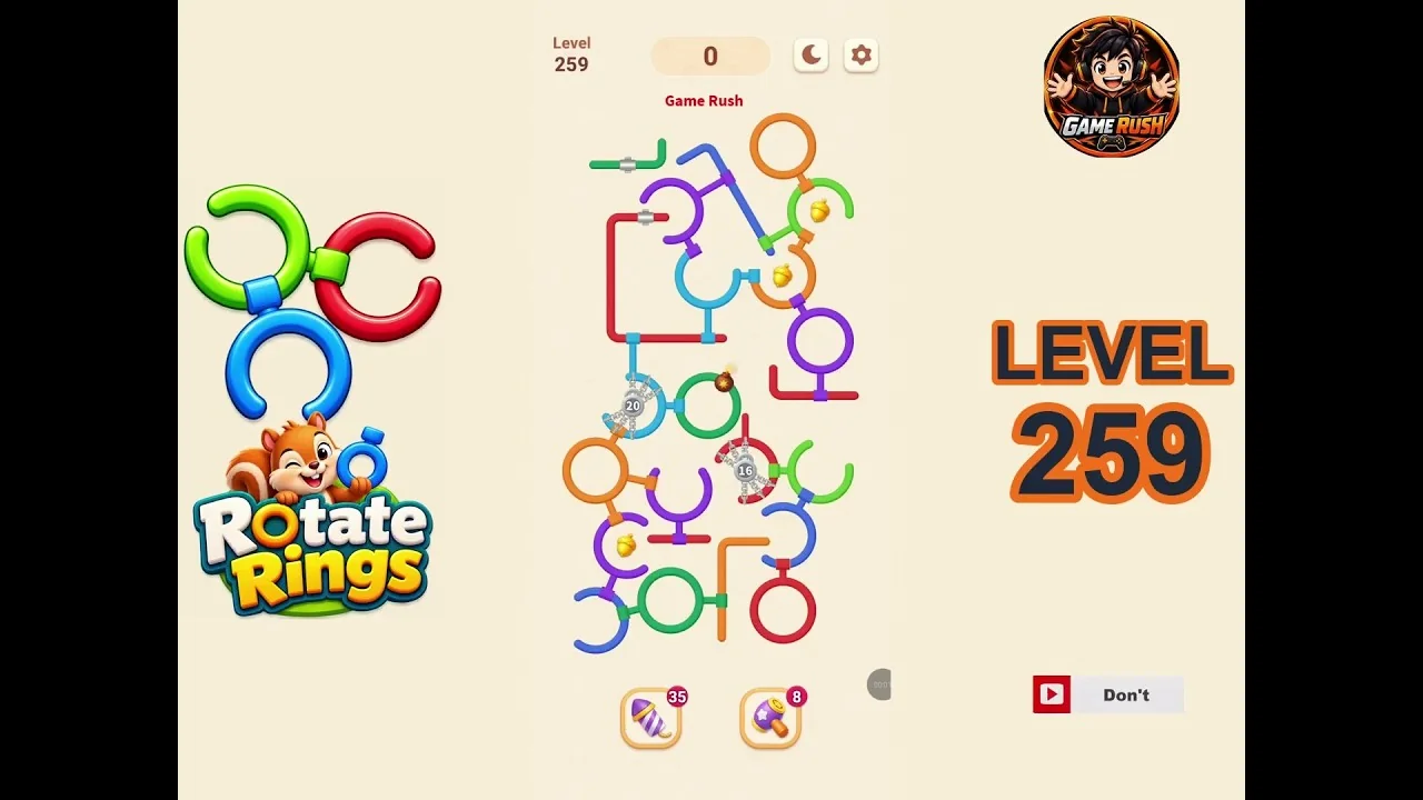 Rotate Rings Level 259 board layout