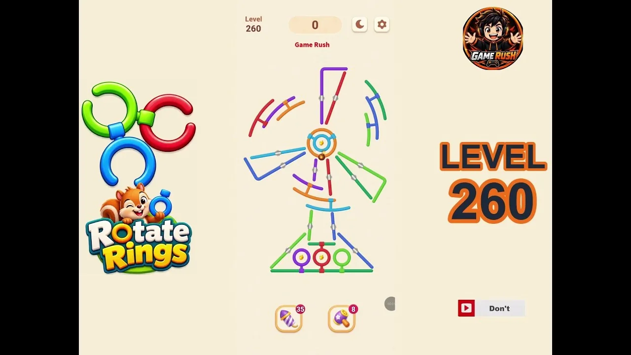 Rotate Rings Level 260 board layout