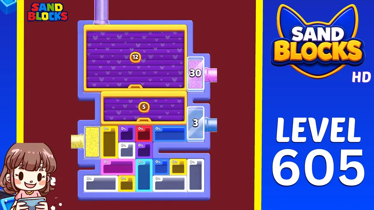 Sand Blocks: Drop Puzzle Level 605 board preview